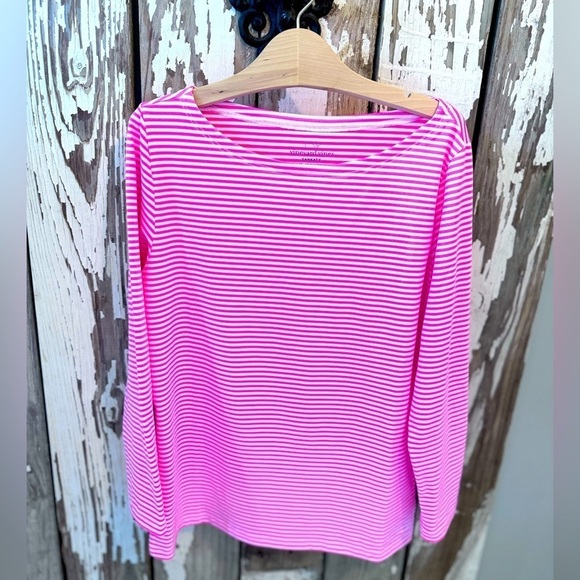 Vineyard Vines Tops - Vineyard Vine Striped Sankaty Boatneck top NWT Malibu Pink size small